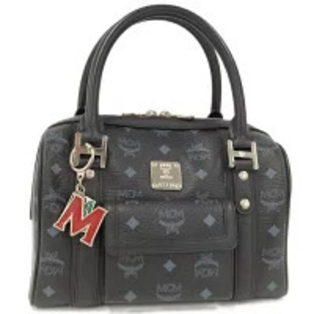 MCM Boston Bag Visetos Black Leather